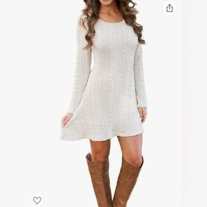 New, never worn- white knit long sleeve dress- size L